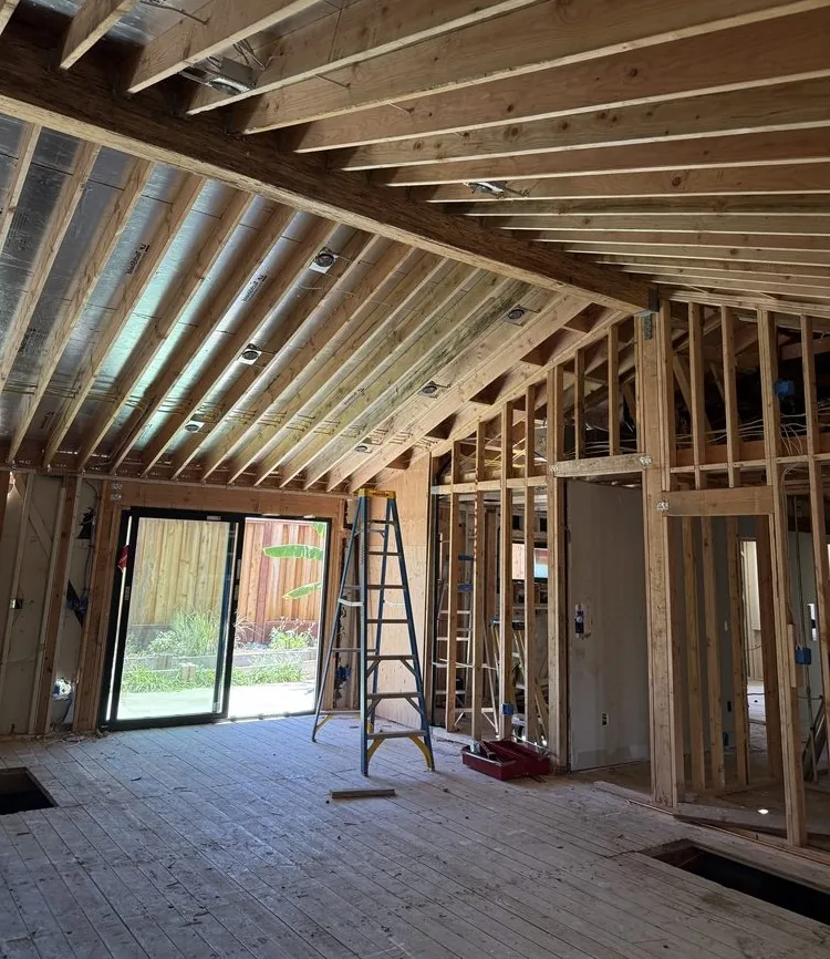Interior framing during a construction project